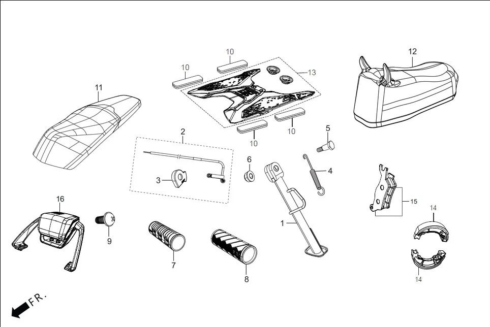 FOP-4 SIDE STAND/COVER ASSY. SEAT (OPTIONAL) assembly diagram for Hero XOOM 110 BSVI OBD II(April,2023)