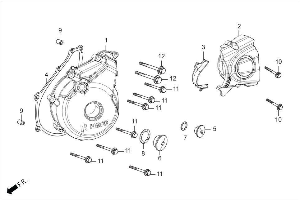 E-3A CRANK CASE & COVER (LEFT CRANK CASE COVER)