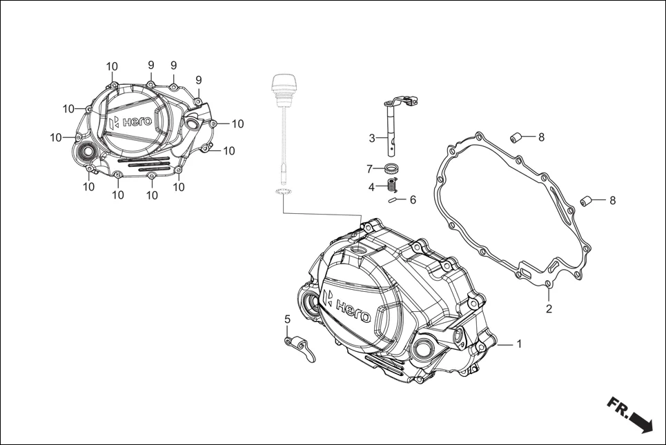 E-3 CRANK CASE & COVER (RIGHT CRANK CASE COVER)