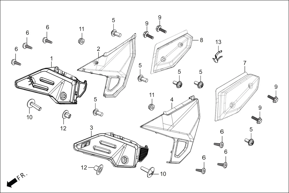 F-12 SIDE COVER assembly diagram for Hero Xpulse 200 4V(July 2022)