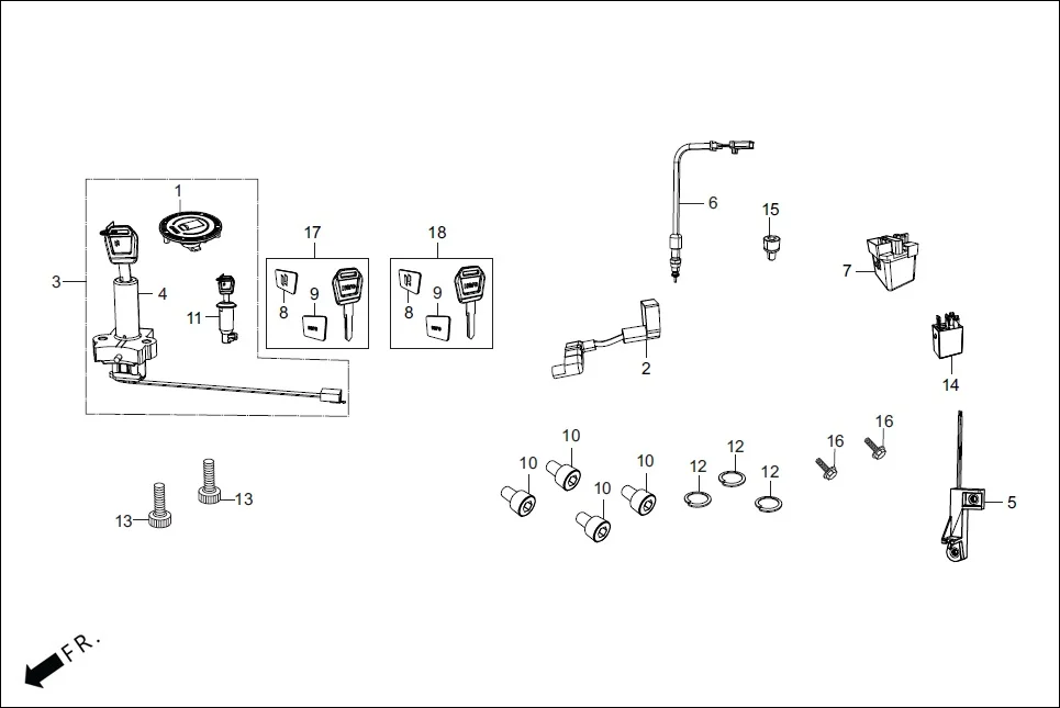 F-23 SWITCH ASSY./ RELAY / LOCK ASSY./ KEY BLANK diagram showing 35850-AAM-H01