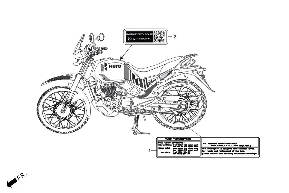 F-30 CAUTION LABEL assembly diagram for Hero Xpulse 200 4V(July 2022)