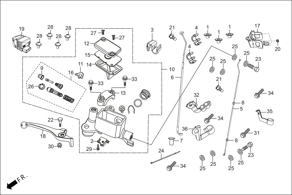 F-4A FRONT BRAKE (MASTER CYLINDER) (ABS) assembly diagram for Hero Xpulse 200 4V(July 2022)