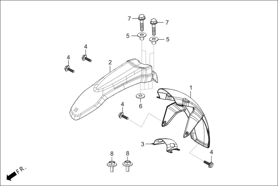 F-5 FRONT FENDER assembly diagram for Hero Xpulse 200 4V(July 2022)