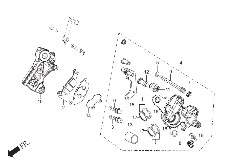 F-8A REAR BRAKE (CALIPER ASSY. REAR) assembly diagram for Hero Xpulse 200 4V(July 2022)