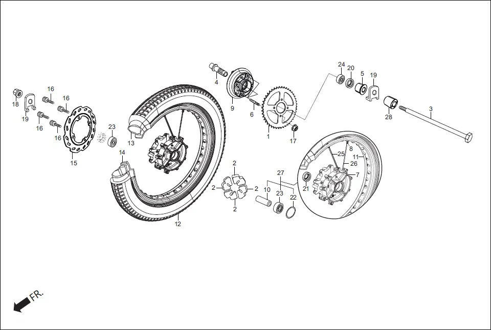 F-9 RR WHEEL / FLANGE ASSY. DRIVEN assembly diagram for Hero Xpulse 200 4V(July 2022)