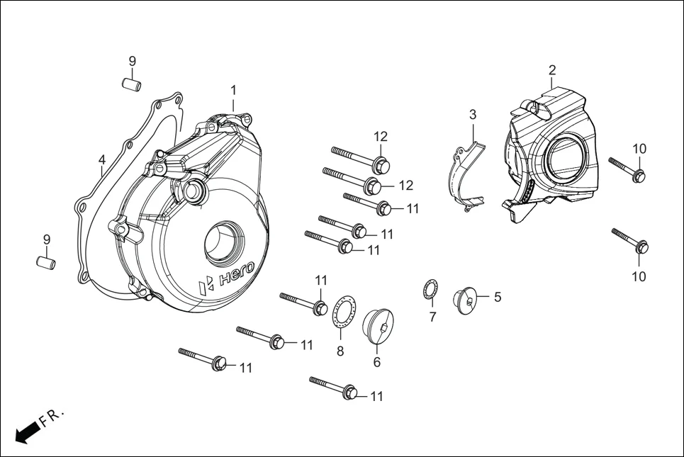 E-3A CRANK CASE &amp; COVER (LEFT CRANK CASE COVER)