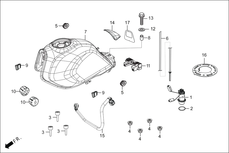 F-11 FUEL TANK / FUEL UNIT diagram showing 1719A-ABW-L00