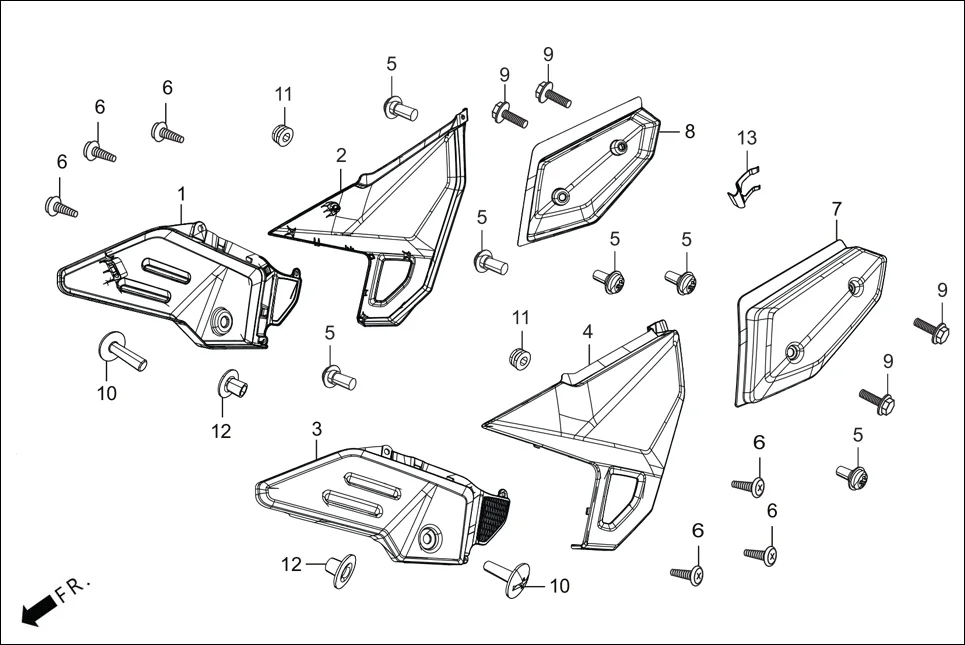 F-12 SIDE COVER diagram showing 77240-ABW-000