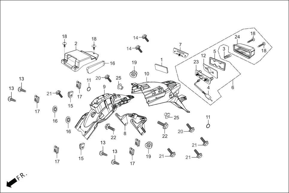 F-20 REAR FENDER diagram showing 94050-05000