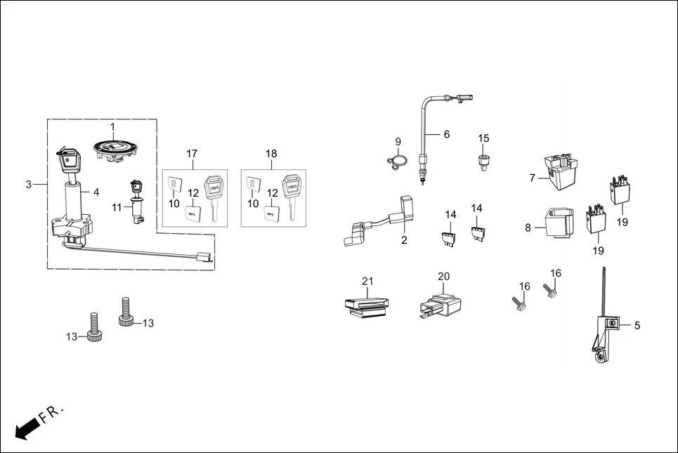 F-23 SWITCH ASSY./ RELAY / LOCK ASSY./ KEY BLANK diagram showing 96600-08025-00