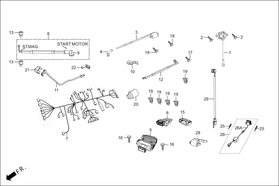 F-24 ELECTRICALS (WIRE HARNESS/START CABLES) diagram showing 30510-ABW-K01