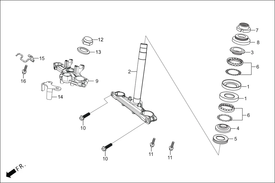 F-6 FRONT CUSHION (STEERING STEM) diagram showing 95801-10040-07
