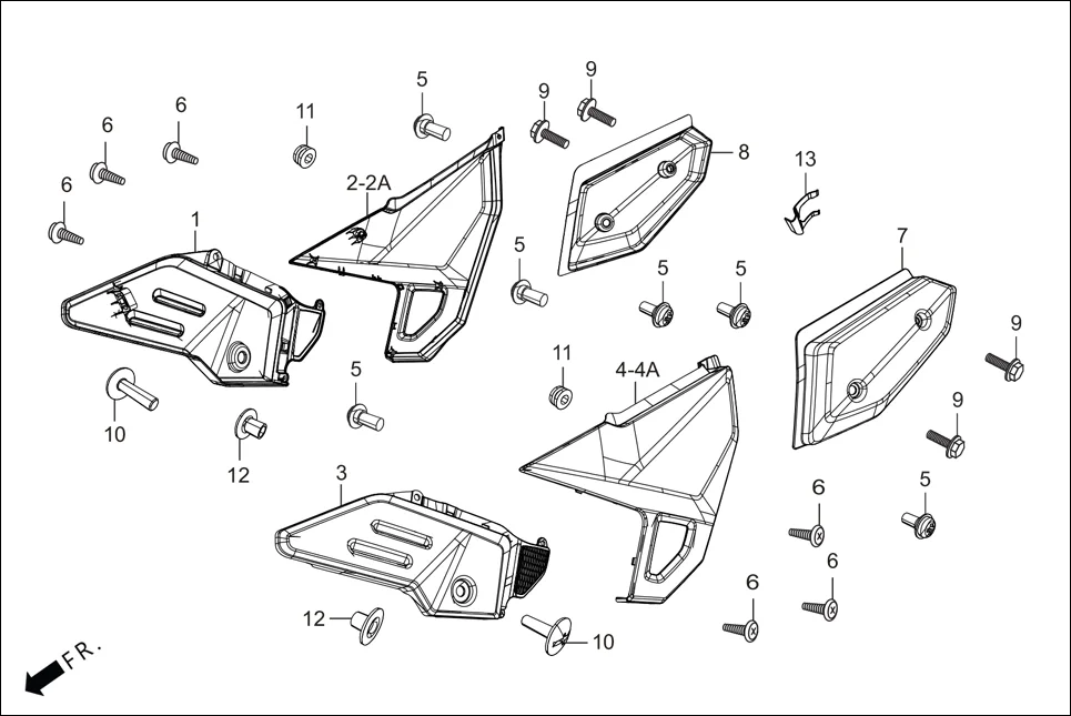 F-12_STAND SIDE COVER assembly diagram for Hero XPULSE 200 OBDII 4V(April,2023)