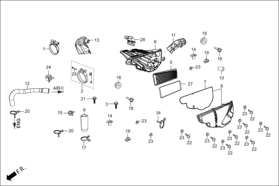 F-13 AIR CLEANER assembly diagram for Hero XPULSE 200 OBDII 4V(April,2023)