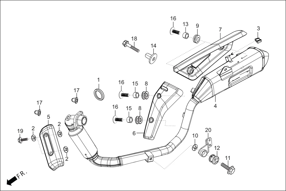 F-14_PRO MUFFLER assembly diagram for Hero XPULSE 200 OBDII 4V(April,2023)