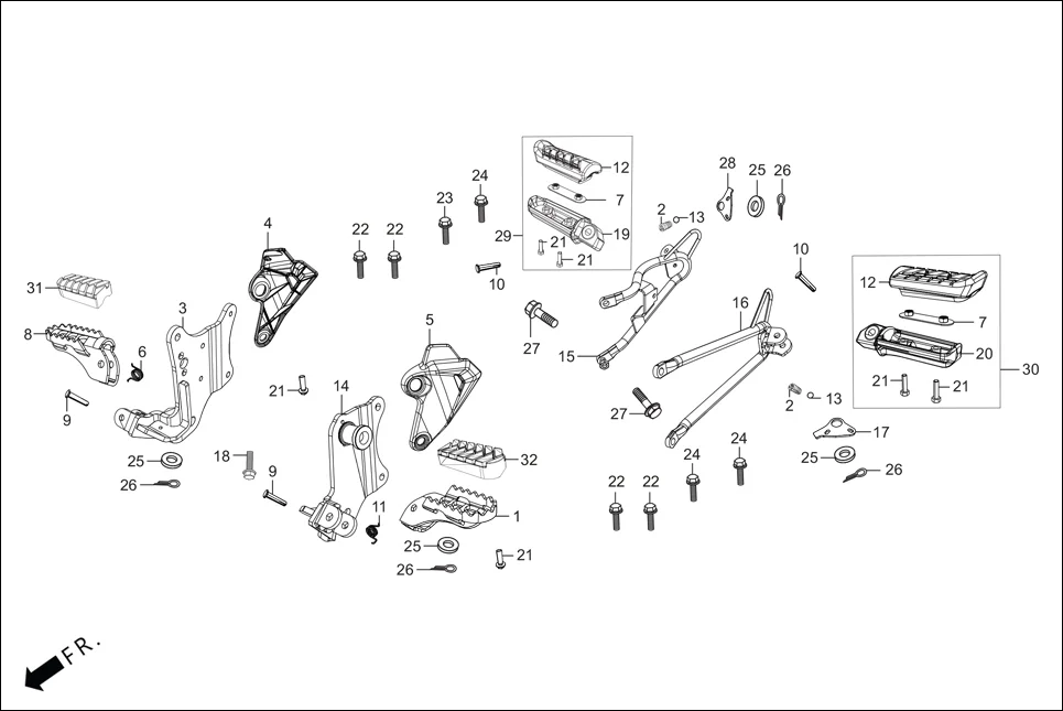 F-15 STEP PILLION / HOLDER / BRKT. assembly diagram for Hero XPULSE 200 OBDII 4V(April,2023)