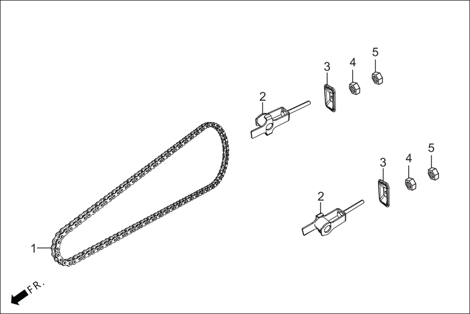 F-16 CHAIN DRIVE / ADJUSTER CHAIN assembly diagram for Hero XPULSE 200 OBDII 4V(April,2023)