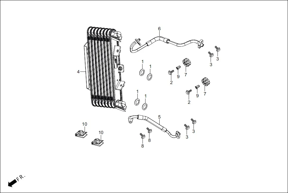 F-1B OIL COOLER assembly diagram for Hero XPULSE 200 OBDII 4V(April,2023)