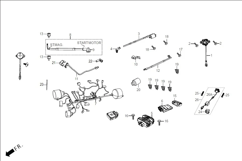 F-24_CONNECT ELECTRICALS (WIRE HARNESS/START CABLES) assembly diagram for Hero XPULSE 200 OBDII 4V(April,2023)