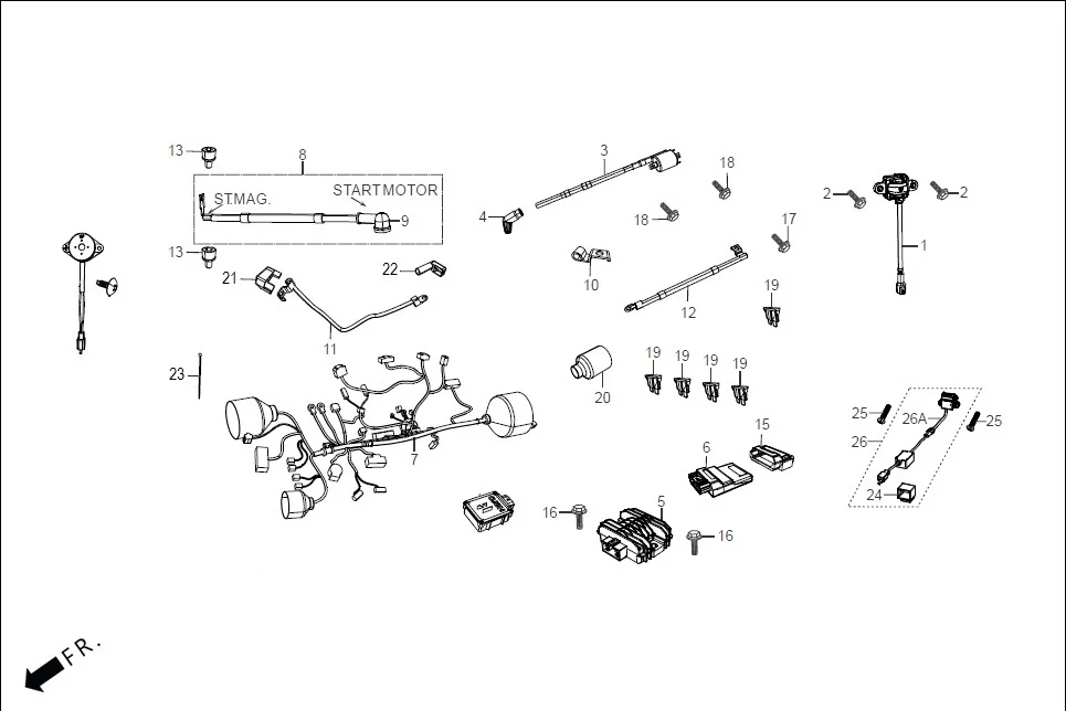 F-24_PRO ELECTRICALS (WIRE HARNESS/START CABLES) assembly diagram for Hero XPULSE 200 OBDII 4V(April,2023)