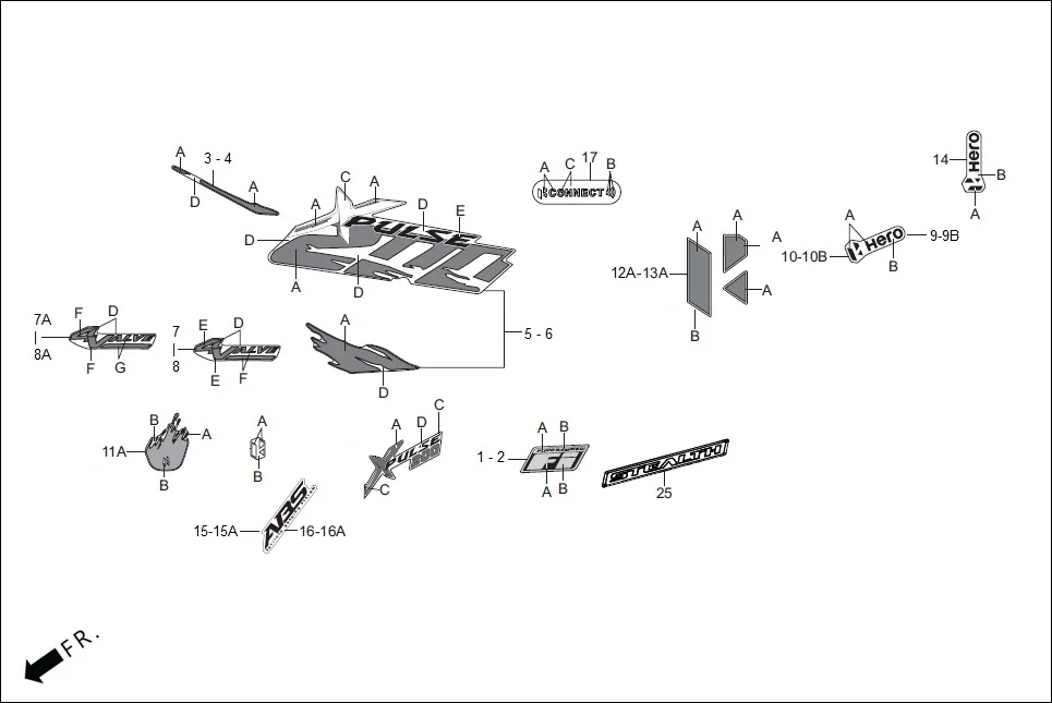 F-27_CONNECT STRIPE/ MARKS assembly diagram for Hero XPULSE 200 OBDII 4V(April,2023)