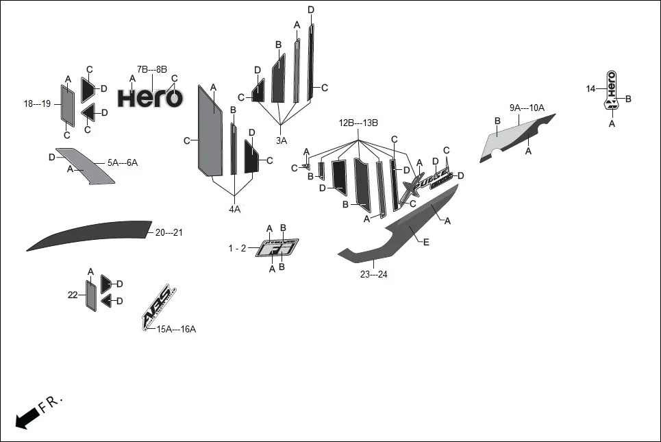 F-27A_PRO STRIPE/ MARKS assembly diagram for Hero XPULSE 200 OBDII 4V(April,2023)