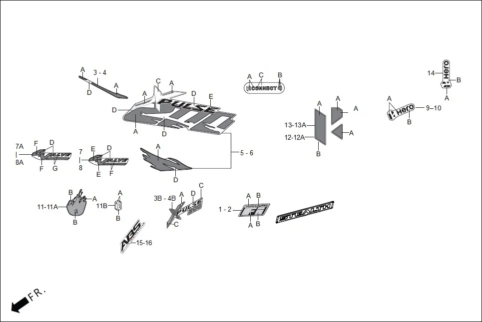 F-27_STAND STRIPE/ MARKS assembly diagram for Hero XPULSE 200 OBDII 4V(April,2023)