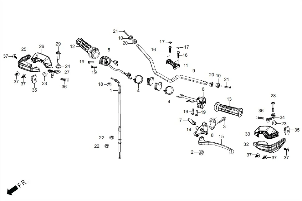 F-3B_STAND HANDLE &amp; HNDL COVER (HANDLE LEVER/SWITCH/CABLES) assembly diagram for Hero XPULSE 200 OBDII 4V(April,2023)