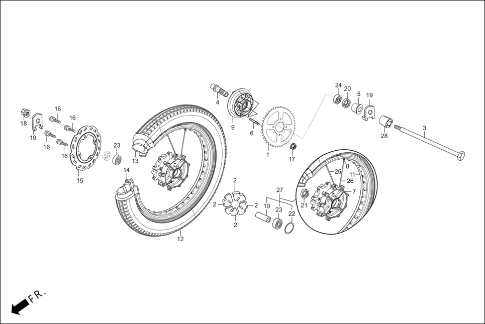F-9 RR WHEEL / FLANGE ASSY. DRIVEN assembly diagram for Hero XPULSE 200 OBDII 4V(April,2023)