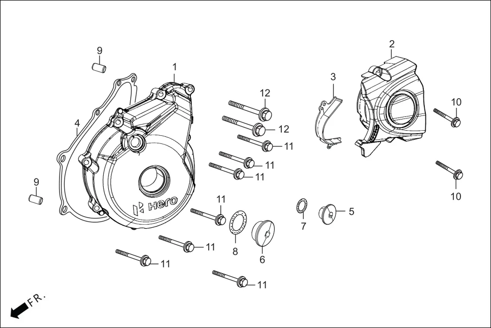 E-3A_PRO_CONN CRANK CASE &amp; COVER (LEFT CRANK CASE COVER)