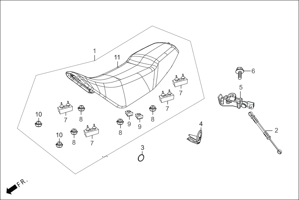 F-10 SEAT ASSY. assembly diagram for Hero XPULSE 200 4V(NOV.,2024)