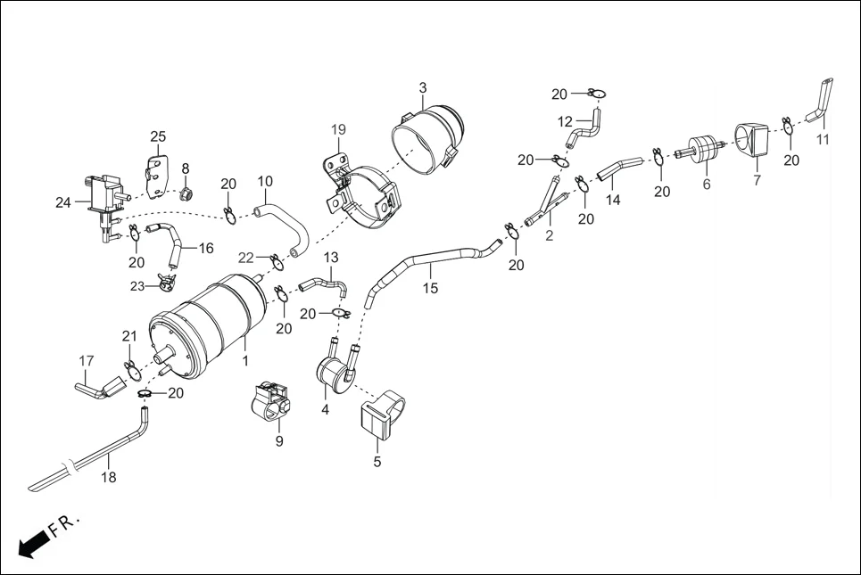 F-11A FUEL TANK (CANISTER ASSY.) assembly diagram for Hero XPULSE 200 4V(NOV.,2024)