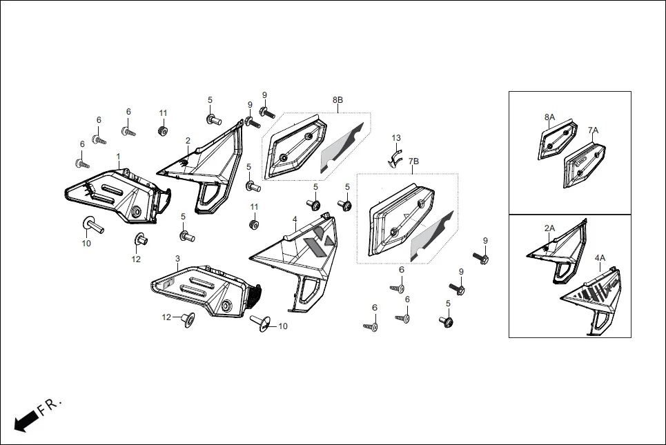 F-12_NON_CONN SIDE COVER assembly diagram for Hero XPULSE 200 4V(NOV.,2024)