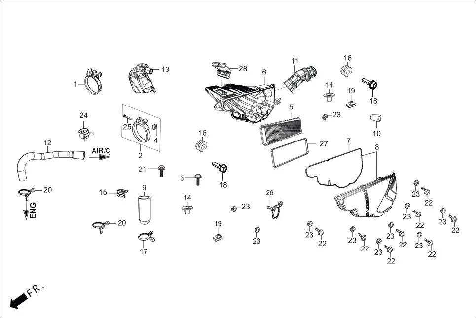 F-13 AIR CLEANER assembly diagram for Hero XPULSE 200 4V(NOV.,2024)