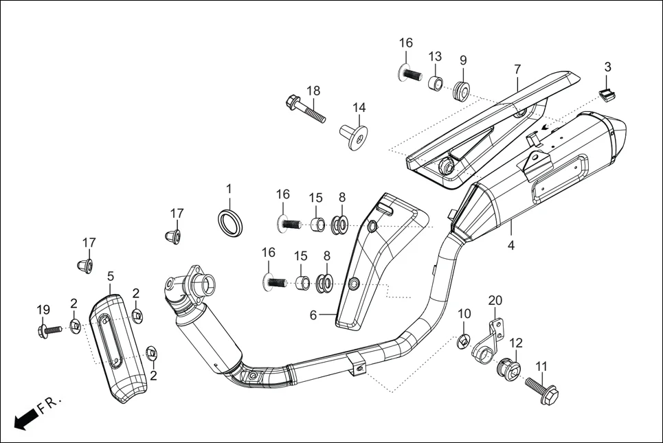 F-14_NON_CONN MUFFLER assembly diagram for Hero XPULSE 200 4V(NOV.,2024)