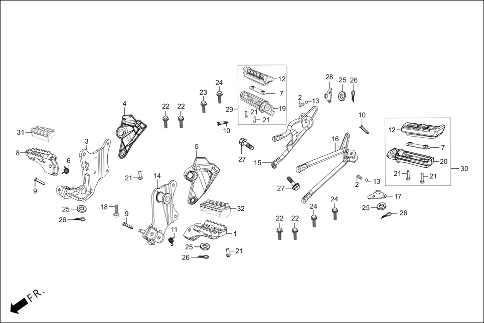 F-15 STEP PILLION / HOLDER / BRKT. assembly diagram for Hero XPULSE 200 4V(NOV.,2024)