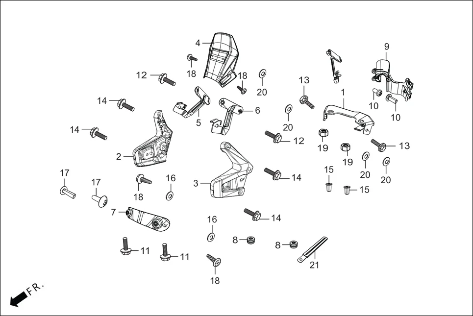 F-1A FAIRING (FR. VISOR/COWL/STAY) assembly diagram for Hero XPULSE 200 4V(NOV.,2024)