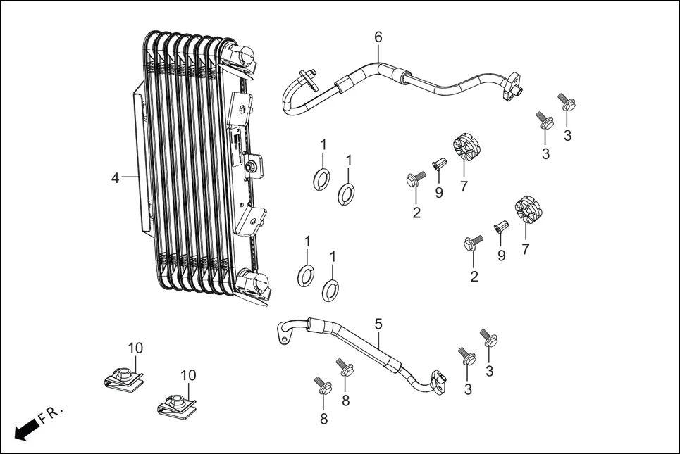 F-1B OIL COOLER assembly diagram for Hero XPULSE 200 4V(NOV.,2024)