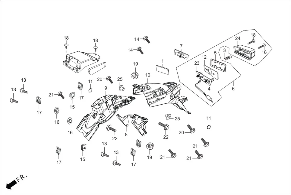 F-20_NON_CONN REAR FENDER diagram showing 90320-GC3-000