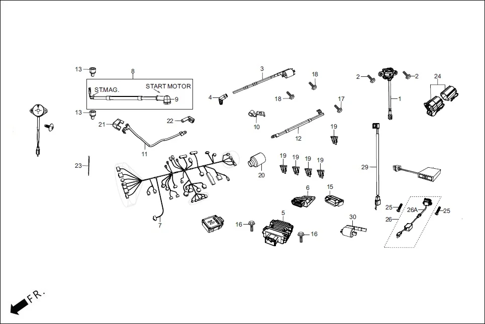 F-24_NON_CONN ELECTRICALS (WIRE HARNESS/START CABLES) diagram showing 38771-ABW-L00