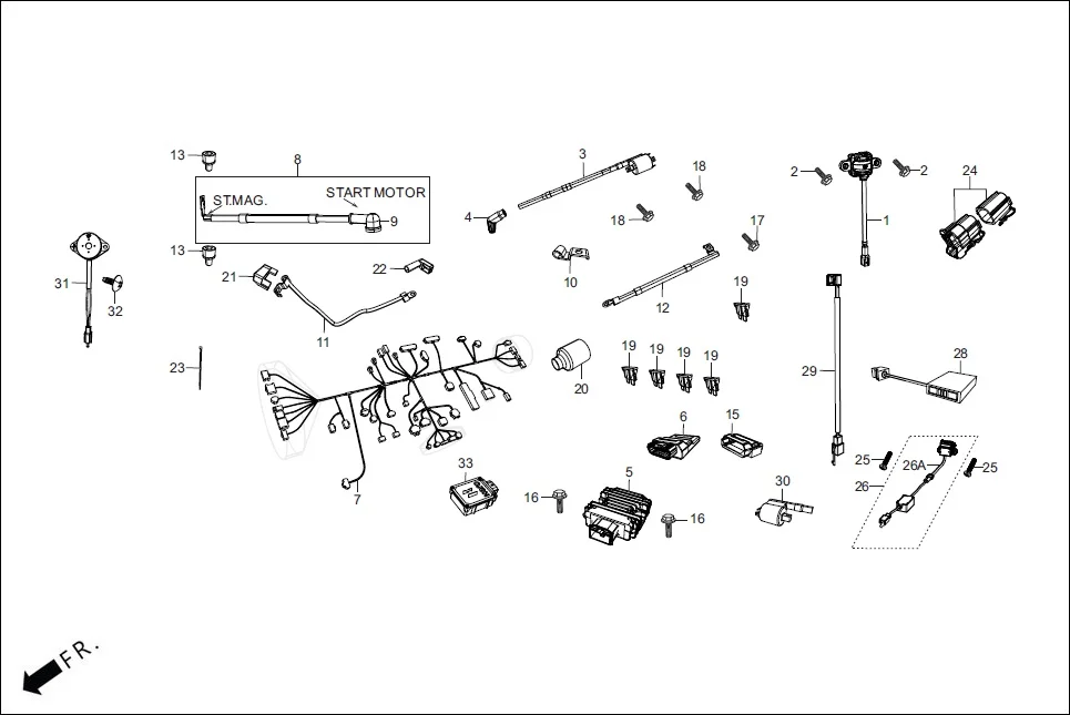 F-24_PRO_CONN ELECTRICALS (WIRE HARNESS/START CABLES) assembly diagram for Hero XPULSE 200 4V(NOV.,2024)