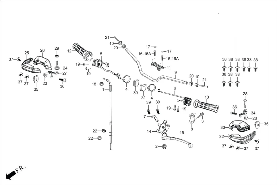F-3B_PRO_CONN HANDLE &amp; HNDL COVER (HANDLE LEVER/SWITCH/CABLES) diagram showing 53166-KVE-860