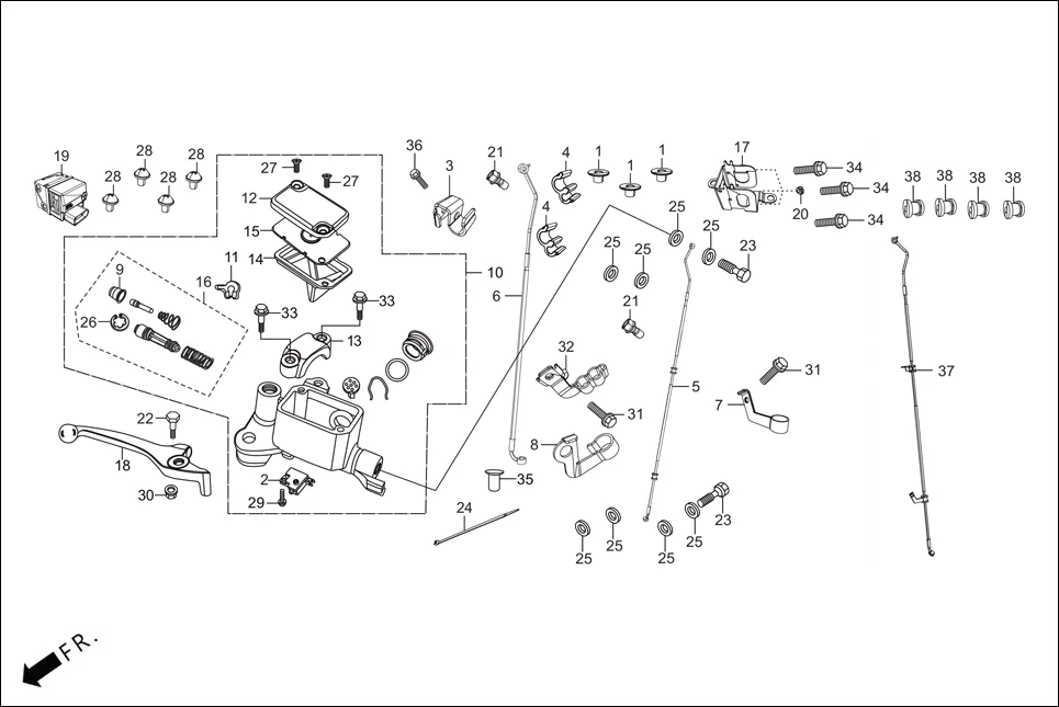 F-4A_PRO_CONN FRONT BRAKE (MASTER CYLINDER) (ABS) assembly diagram for Hero XPULSE 200 4V(NOV.,2024)