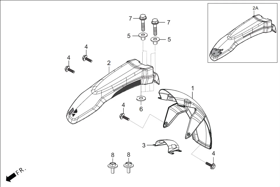F-5_NON_CONN FRONT FENDER assembly diagram for Hero XPULSE 200 4V(NOV.,2024)