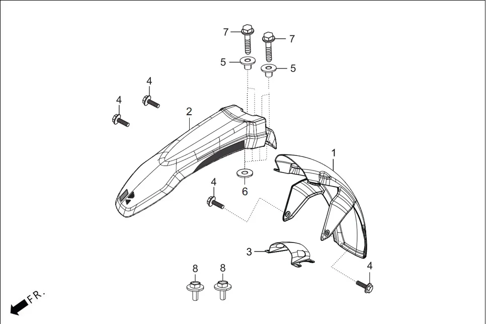 F-5_PRO_CONN FRONT FENDER diagram showing 93404-06016-07