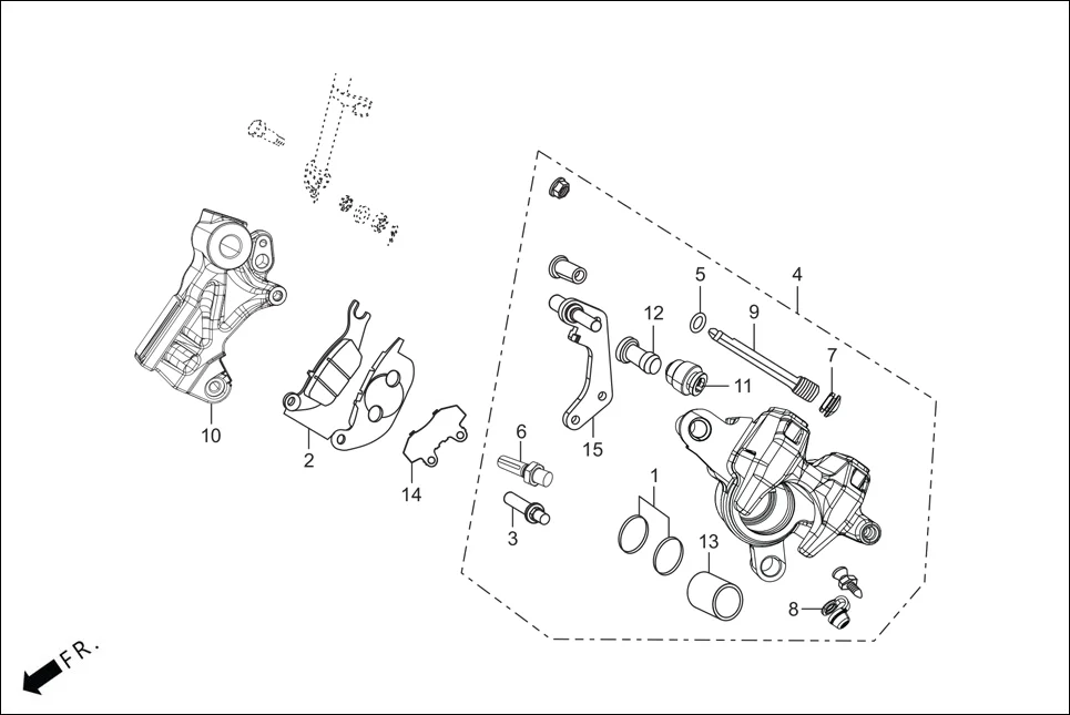 F-8A REAR BRAKE (CALIPER ASSY. REAR) assembly diagram for Hero XPULSE 200 4V(NOV.,2024)