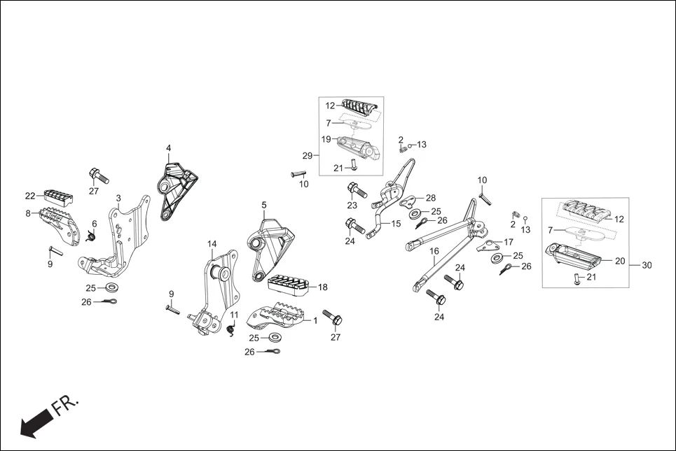 F-15 STEP PILLION / HOLDER / BRKT. assembly diagram for Hero Xpulse 200 2V BSVI (Jun, 2020)