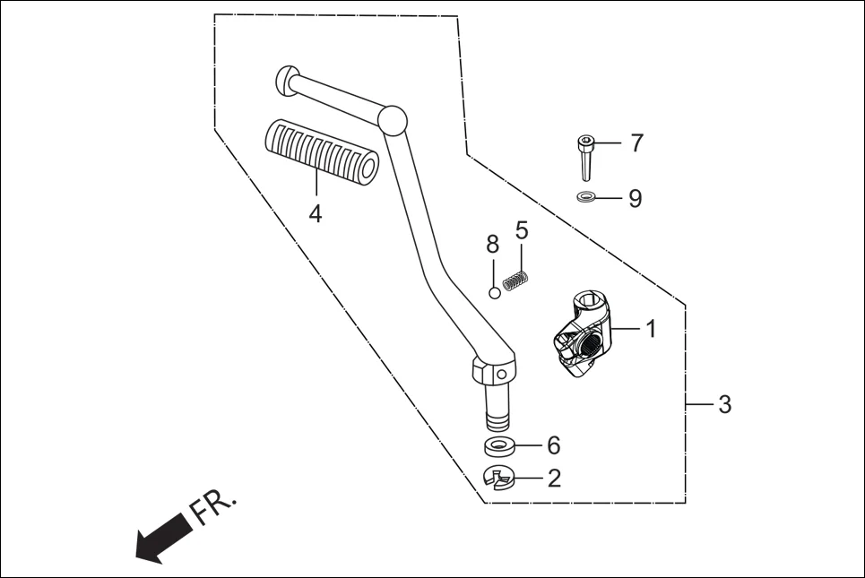 F-17A KICK STARTER assembly diagram for Hero Xpulse 200 2V BSVI (Jun, 2020)
