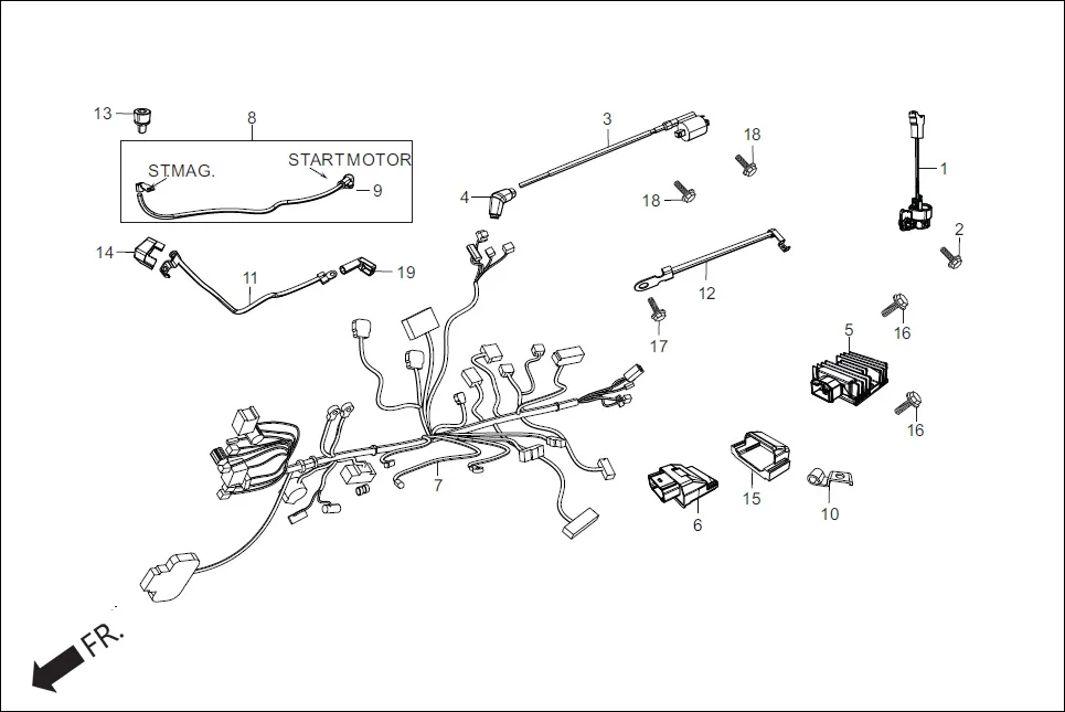 F-24 ELECTRICALS (WIRE HARNESS/START CABLES) assembly diagram for Hero Xpulse 200 2V BSVI (Jun, 2020)